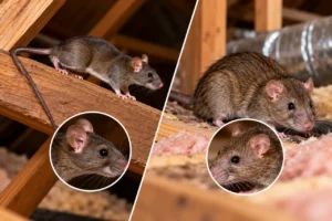 Roof rat and Norway rat showing different attic nesting behaviors in Southern California