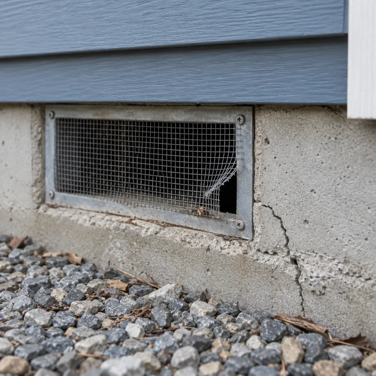 Unsealed gaps around utility pipes and a cable passing through an exterior wall.